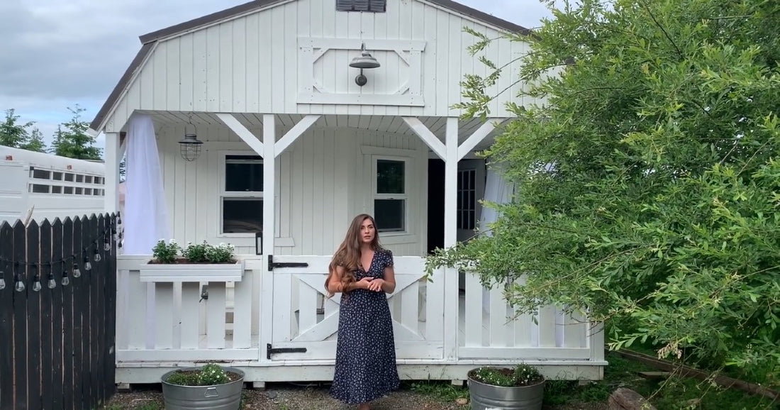 Woman Shows Inside Of Shed She And Husband Transformed Into A Farmhouse Home